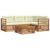 vidaXL Set di divani da esterno con cuscino 5 pcs Naturale e Crema