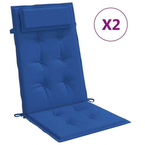 vidaXL Cuscini Sedia con Schienale Alto 2 pz Blu Reale Tessuto Oxford