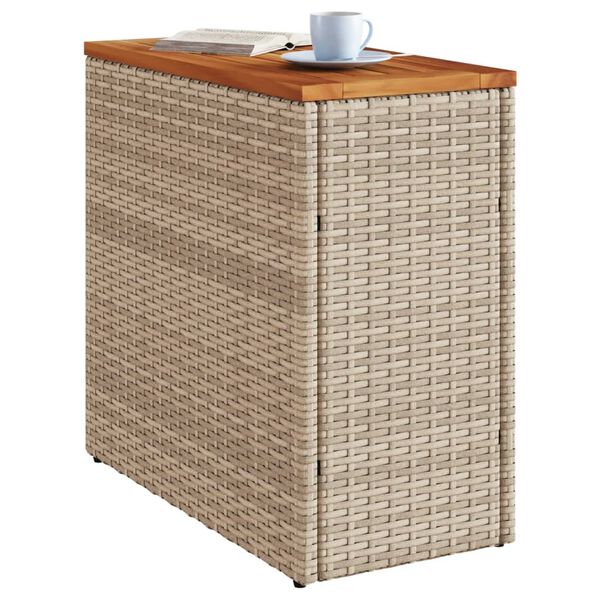 vidaXL Tavolo da Giardino Piano in Legno Beige 58x27,5x55cm Polyrattan