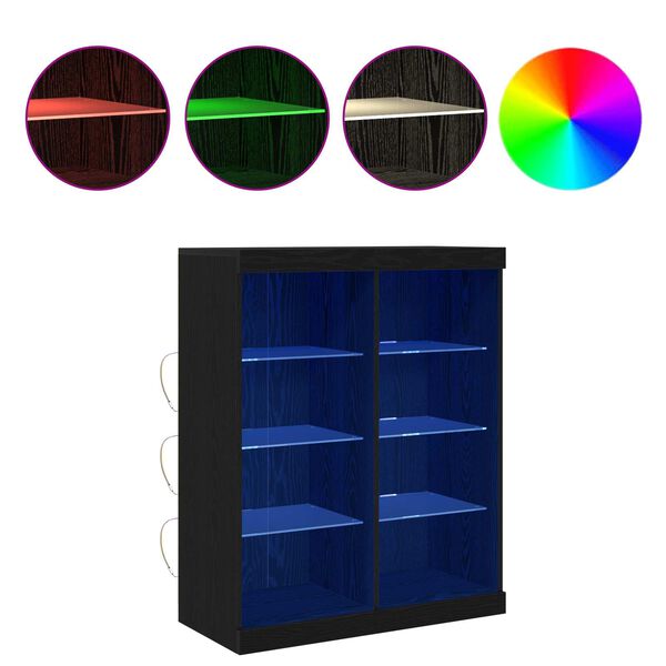 vidaXL Madia LED Rovere Nero 41 x 37 x 100 cm Legno multistrato