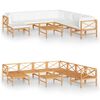 vidaXL Set Divani da Giardino 9pz Cuscini Crema Legno Massello di Teak