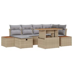 vidaXL Set Divano da Giardino con cuscino 7 pcs Beige polyrattan