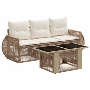 vidaXL Set Divano da Giardino 4 pz Beige e Bianco Crema polyrattan