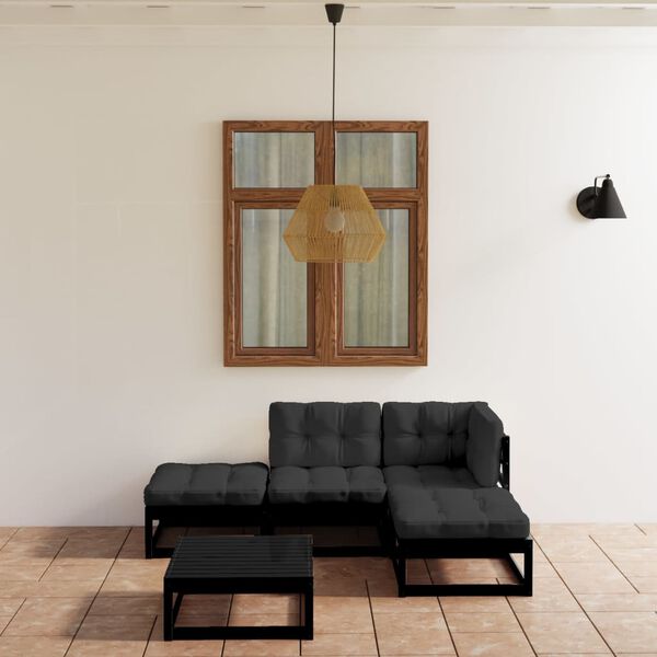 vidaXL Set Divani da Giardino 5 pz con Cuscini Legno Massello Pino