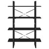 vidaXL Libreria a 4 Ripiani Nera 100x30x140 cm in Legno Multistrato