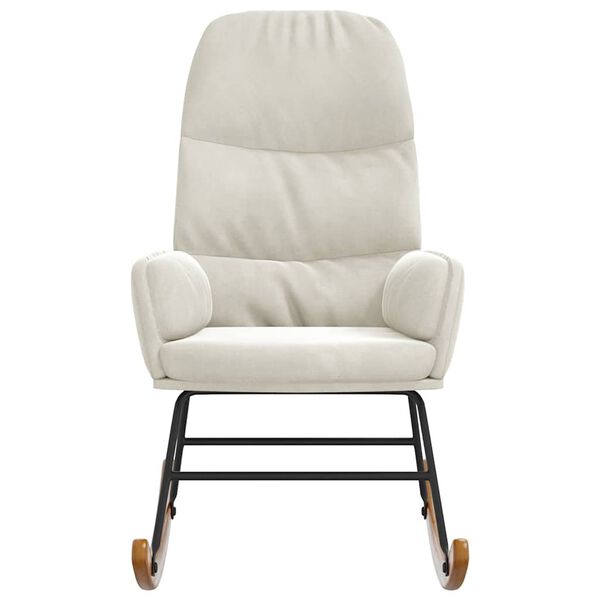vidaXL Sedia a Dondolo in Velluto Crema Bianco