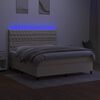 vidaXL Letto a Molle con Materasso e LED Crema 180x200 cm in Tessuto
