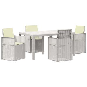 vidaXL Set da Pranzo per Giardino 5 pz Bianco e Crema PP
