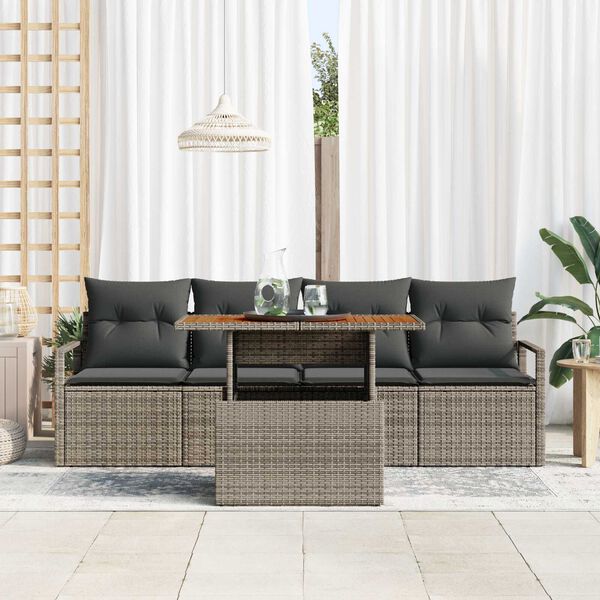 vidaXL Set Divano da Giardino 5 pcs Grigio Poly Rattan