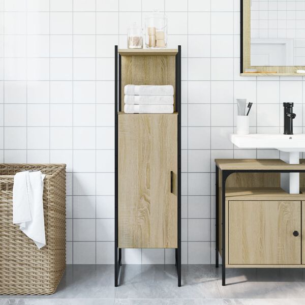 vidaXL Mobile da Bagno Rovere Sonoma 33x33x120,5 cm Legno Multistrato