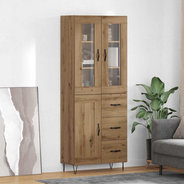 vidaXL Credenza Rovere artigianale 69,5 x 34 x 90 cm Legno multistrato