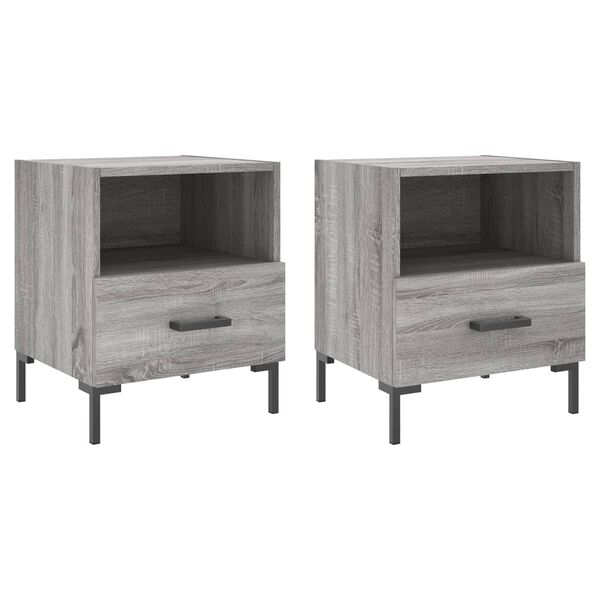 vidaXL Comodini 2 pz Grigio Sonoma 40x35x47,5 cm in Legno Multistrato