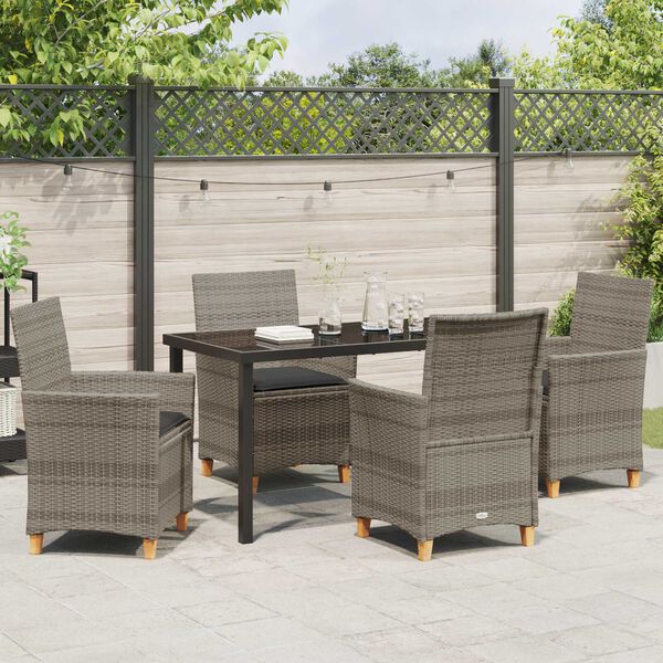 vidaXL Set da Pranzo per Giardino 5 pcs Grigio polyrattan