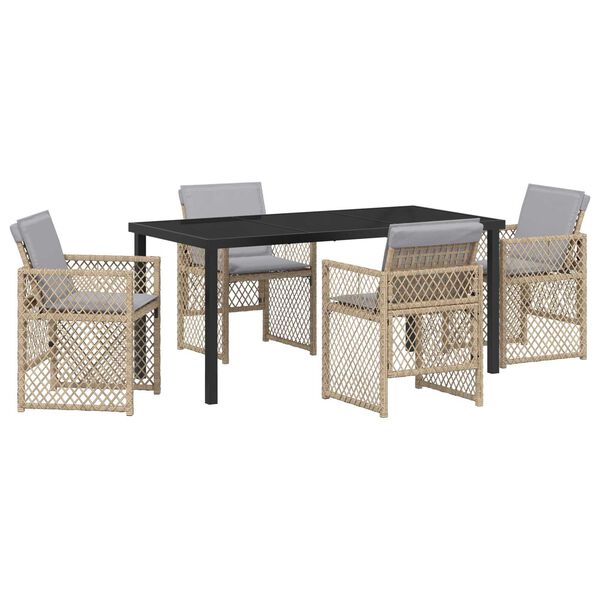 vidaXL Set da Pranzo per Giardino 5 pcs Beige polyrattan