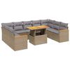 vidaXL Set Divano da Giardino 10 pz con Cuscini Beige in Polyrattan