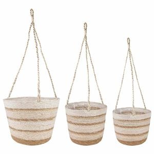 vidaXL 3 pz Naturale, Bianco e Beige &Oslash;26 x 19 cm 100% Erba marina
