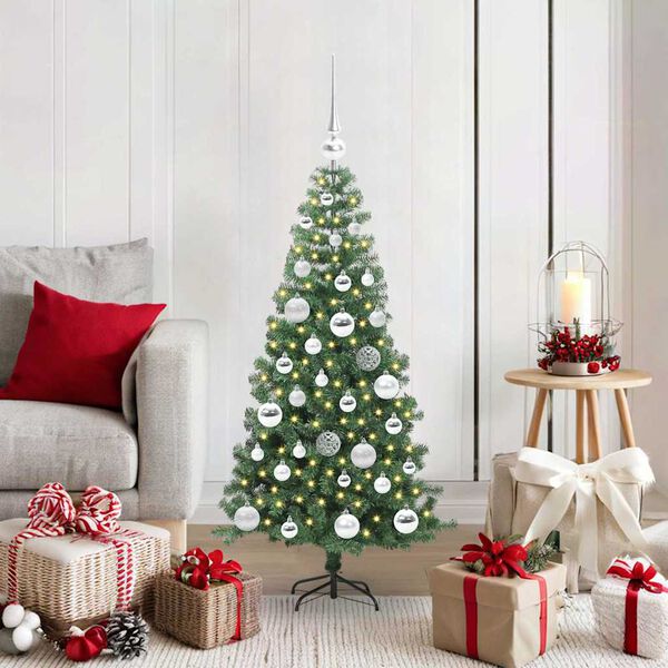 vidaXL Albero di Natale con 150 LED con supporto Verde 120 cm PVC