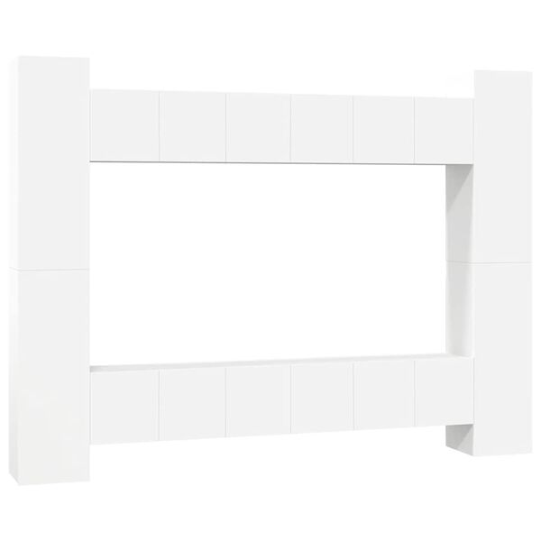 vidaXL Set Mobili Porta TV 10 pz Bianco in Legno Multistrato