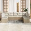 vidaXL Set di divani con cuscino 7 pcs Beige polyrattan