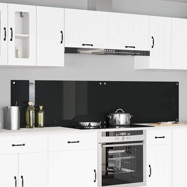 vidaXL Rivestimento da Cucina 2 pcs Nero 110 x 50 cm vetro temperato