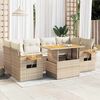vidaXL Set Divani da Giardino 7 pz con Cuscini Beige Polyrattan Acacia