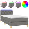 vidaXL Letto a Molle Materasso e LED Grigio Scuro 90x190 cm in Tessuto