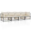 vidaXL Set Divani da Giardino 4 pz con Cuscini Antracite in Polyrattan