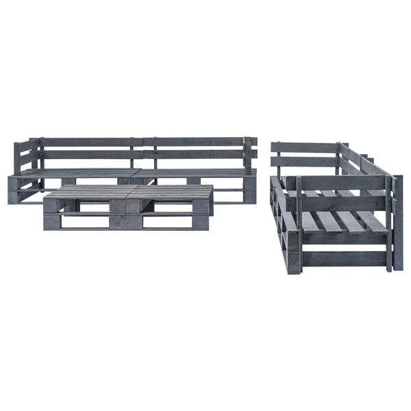 vidaXL Set Mobili da Giardino 6 pz Pallet Legno Grigio