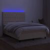 vidaXL Letto a Molle con Materasso e LED Crema 140x190 cm in Tessuto