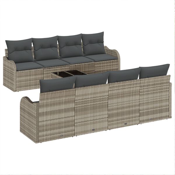 vidaXL Set Divano da Giardino Grigio chiaro 55 x 55 x 37 cm polyrattan