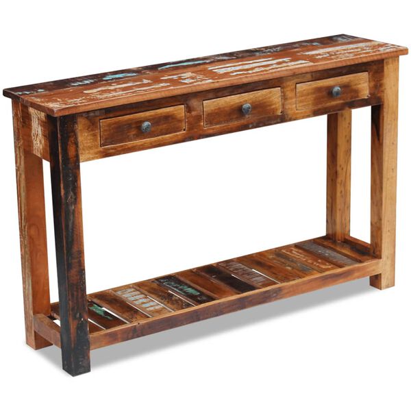 vidaXL Tavolo Consolle in Legno Massello Recuperato 120x30x76 cm