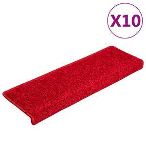 vidaXL Tappetini per scale 10 pz 65x21x4 cm Rosso Bordo rettangolare