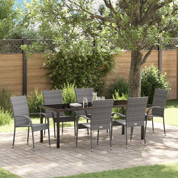 vidaXL Set da Pranzo per Giardino 7 pcs Grigio