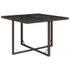vidaXL Tavolo da Giardino Marrone 109x107x74 cm in Polyrattan e Vetro