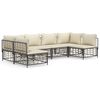 vidaXL Set Divani da Giardino 6 pz con Cuscini Antracite in Polyrattan