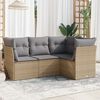 vidaXL Set Divano da Giardino 4 pz con Cuscini Beige in Polyrattan