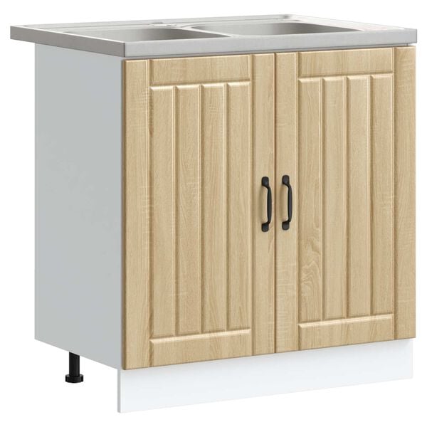 vidaXL Mobiletto per lavabo con porta Lucca 2 pcs Rovere Sonoma