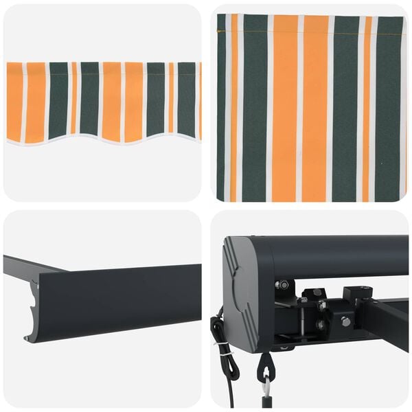 vidaXL Tenda Retrattile Verde e giallo 400 × 300 cm Tessuto, Metallo