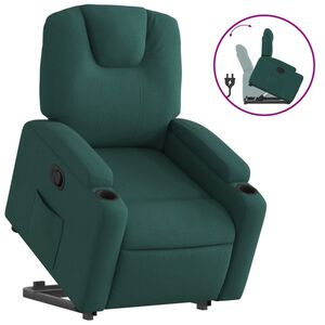 vidaXL Poltrona Alzapersona Reclinabile Verde Scuro in Tessuto