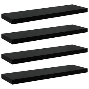 vidaXL Scaffali a Parete 4 pz Nero Lucido 80x23,5x3,8 cm in MDF