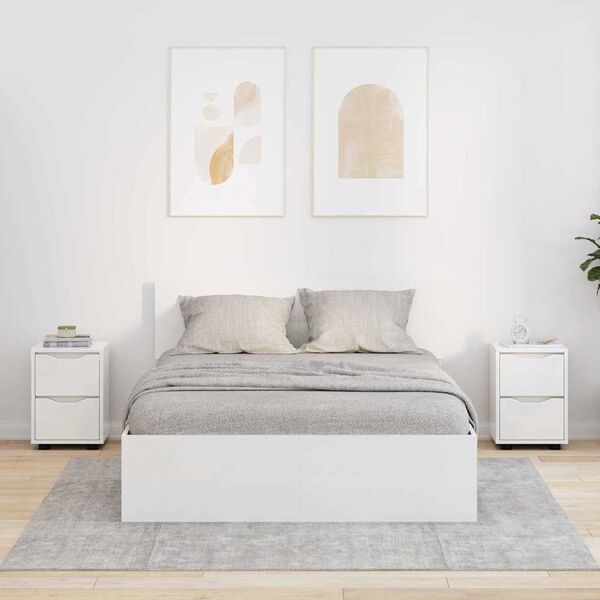 vidaXL Comodini con cassetto 2 pcs Bianco Lucido 30,5 x 30 x 43 cm