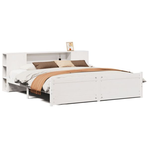 vidaXL Letto Libreria senza Materasso Bianco 200x200 cm Legno di Pino