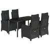 vidaXL Set da Pranzo da Giardino 5 pz Nero con Cuscini in Polyrattan
