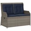 vidaXL Panchina da giardino reclinabile con Cuscini in Polyrattan Grigio