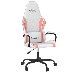 vidaXL Sedia da Gaming Massaggiante Bianco e Rosa in Similpelle