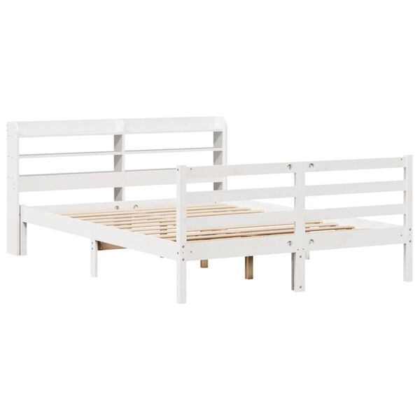vidaXL Giroletto con Testiera Bianco 135x190 cm Legno Massello di Pino
