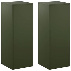 vidaXL Supporto per piante 2 pcs Verde Oliva 30 x 30 x 80 cm Acciaio