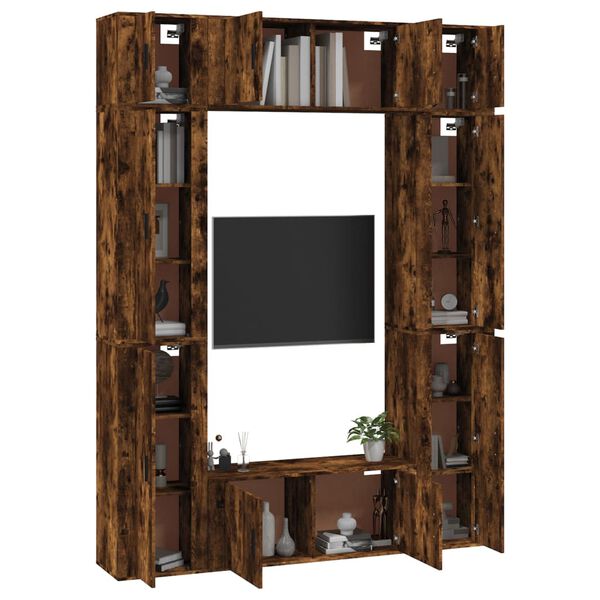 vidaXL Set Mobili Porta TV 8 pz Rovere Fumo in Legno Multistrato