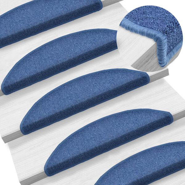 vidaXL Tappetini per scale 10 pz 56x17x3 cm blu semicircolari