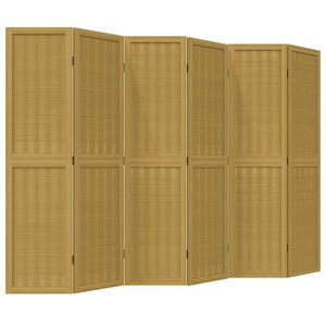 vidaXL Divisorio Ambienti 6 Pannelli Marrone Legno Massello Paulownia